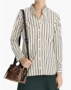 J Crew Woman's Shirt "Boy-Fit" Striped Size 4 Button Front NEW - Picture 1 of 4
