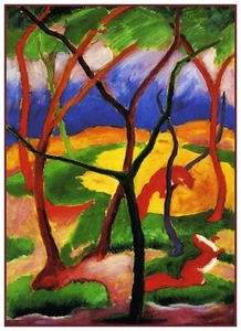 Patrón de carta de punto de cruz contado de comadrejas en juego de Franz Marc - Imagen 1 de 3
