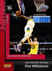 2019-20 PANINI INSTANT NBA #101 ZION WILLIAMSON (RC) CONTINUES RARE ROOKIE START - Picture 1 of 2