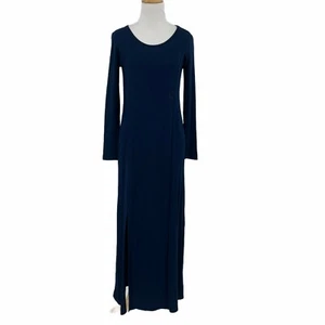 Pink Blush Solid Maternity Maxi Dress Womens S Small Blue Stretch Side Slit - Picture 1 of 11