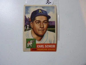 VINTAGE BASEBALL CARD TOPPS 1953 PHILADELPHIA ATHLETICS CARL SCHEIB NO91 - Picture 1 of 2