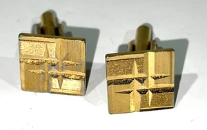 Cufflinks Gold Color cuff Shirt Men's Set W/ indent hashtag design VTG - Bild 1 von 10