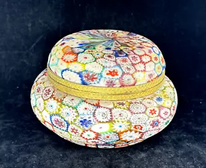Grande scatola rotonda 6" Millefiori o bara con Coperchio a Cerniera Ormalu Fratelli Toso - Foto 1 di 13