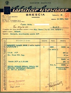 GF0226 - Ricevuta fiscale Calzificio Bresciano - Brescia 1948 - imposta cumulat. - Imagen 1 de 1