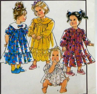 VTG Style #2014 Girls Ruffled Full Collared Dresses Size 3  to 36 months - Image 1 of 3