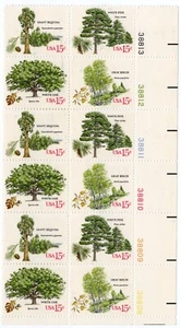 Scott #1767a (1764-67) 1978 Arboretum 15¢ Plate Block of 12 Stamps - MNH LR - Picture 1 of 1