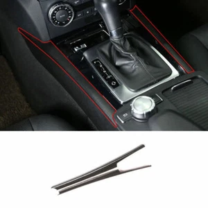 Black Wood Grain Interior Gear Shift Both Side Strip For Benz C-Class 2008-2014 - Picture 1 of 5