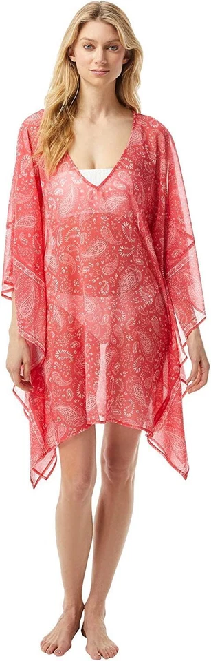 Michael Kors ESF10180 романтический пейсли v-образным вырезом туника прикрытие, герань, XS/SM - Изображение 1 из 2