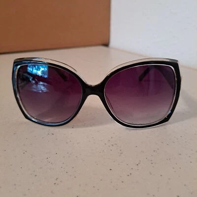 Gafas de sol Jessica Simpson negras transparentes marcos mariposa lentes púrpuras F-12 Foto 1 de 4