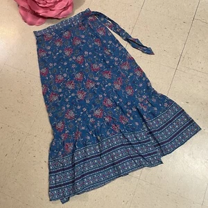 NWT BAND OF GYPSIES Womens Sz Medium Floral Ruffle Maxi Wrap Skirt - Picture 1 of 8