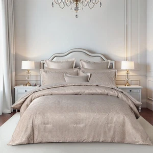 Bianca Bellagio Gold 6 Pcs Jacquard Geometric Comforter Set - Picture 1 of 6
