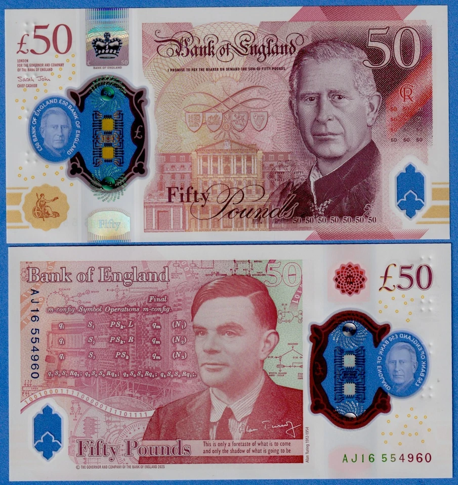 Great Britain UK England 50 Pounds 2023/2024 P-401 King Charles UNC Polymer - Image 1 of 3