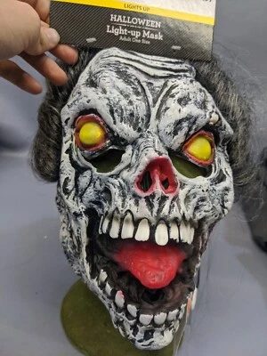 NWT Light Up Zombie Skull Unisex Mask. One Size Fits All. - Image 1 of 4