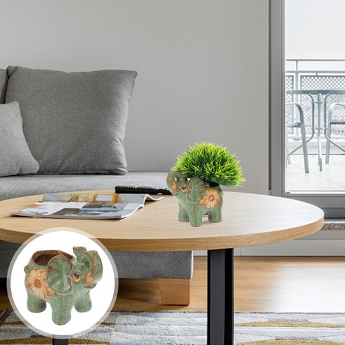 Ceramic Elephant Flower Pot Planter Artificial Plants Indoor eBay