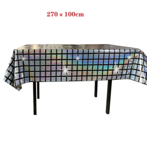 Shiny Disco Flash Light Tablecloth Retro Birthday Dance Party Tablecover - Picture 1 of 6