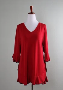 IC BY CONNIE K COLLECTION 178 $ Slinky Stretch Stufen Rüschen Tunika Top Größe Small - Bild 1 von 6