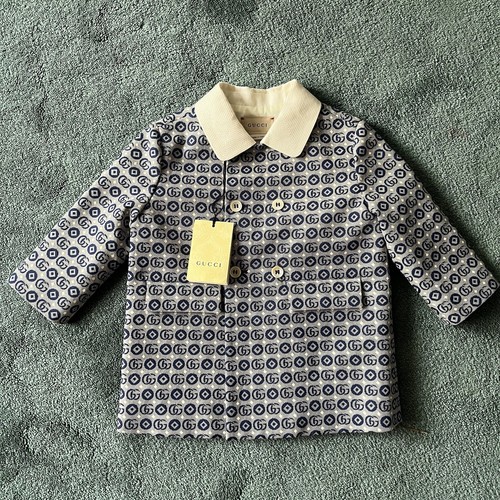 Cappotto Gucci 9 12 mesi blu jacquard monogramma