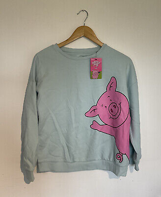 BNWT Blue Percy Pig Sweatshirt Age 12-13 From Marks And Spencer M&S Spring • 13.50€