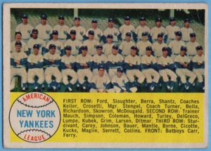 1958 Topps #246 New York Yankees VG CREASE MARK Mickey Mantle Yogi Berra A5249 - Picture 1 of 2
