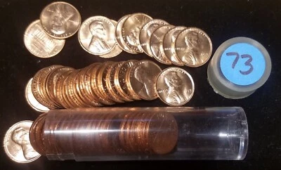 1973 Lincoln Penny Cent Roll - Gem BU Red - from huge hoard of 1000s of rolls - Image 1 of 2