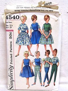 Armario vintage Simplicity sub-adolescente talla 10S patrón #4540 corte completo - Imagen 1 de 2