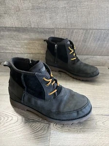 UGG K BRADLEY Youth Big Kids Black Hiking Boots EU 37 / UK 4 / US 5 Suede Zip - Picture 1 of 8