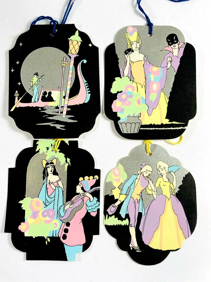 Lote (4) De Colección 1920 Deco Flapper Gibson Halloween Bridge Tally Score Pad Tarjeta Etiqueta Foto 1 de 4