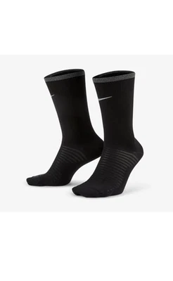 (2) Nike Spark Run Crew Socks Black Dri-Fit LightWeight Men’s 6-7.5 Womens 7.5-9 - Image 1 of 4