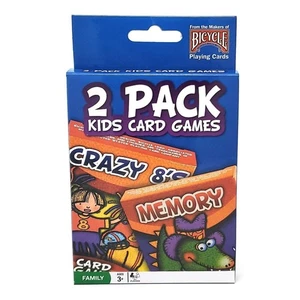 Bicycle 2 Pack Kids Card Games - Crazy 8's and Memory, 2+ Players Ages 3+ - Picture 1 of 3