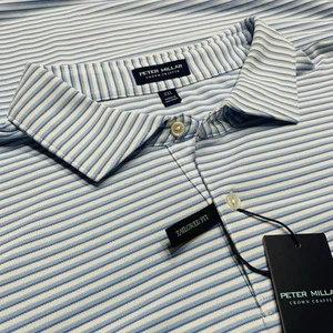NWT Peter Millar Men's Tempo Performance Mesh Polo White Blue Size XXL - Picture 1 of 5