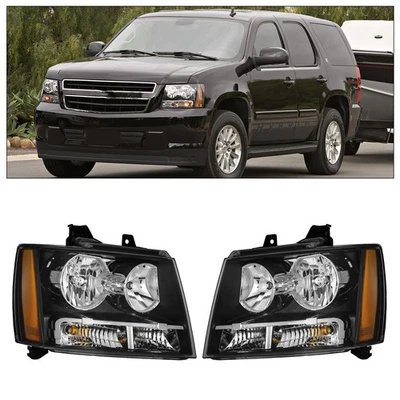 Fits Chevy Suburban 1500 07-14 2500 07-13 Black Housing Headlights lamps Pair Foto 1 de 4