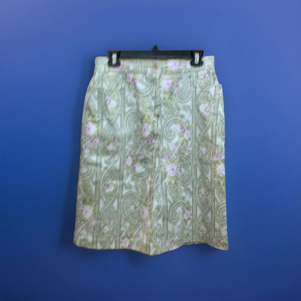 Usado: Falda recta estampada floral cachemira Barbara Lesser para mujer 8’s  Foto 1 de 4