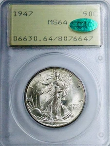 1947 P Walking Liberty Half Dollar PCGS MS64 CAC Green Gen 1.2 OGH “Rattler” - Picture 1 of 8