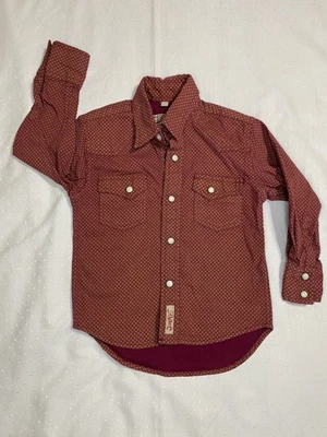 Rafter C Cowboy Collection Pearl Snap Long Sleeve Shirt Size Kids XS Color Red - Image 1 of 4