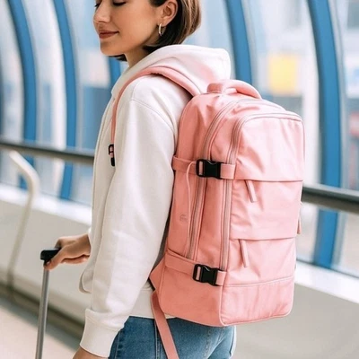 Camel Mountain Pink Travel Backpack Multiple Compartments Daily Use Gift NEW - Image 1 of 4