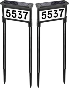 Solar Address Signs for Yard, Dual-Sided Illumination Solar House Numbers for... - Picture 1 of 12