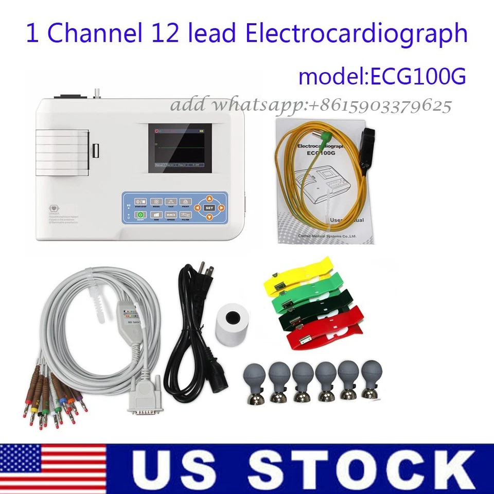 CONTEC ECG100G Digital 1 Channel 12 lead ECG/EKG machine Electrocardiograph,US ship
