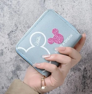 NEW DISNEY MICKEY MOUSE “I HAVE A DREAM FAUX LEATHER ZIP UP PURSE / WALLET BLUE - Picture 1 of 5