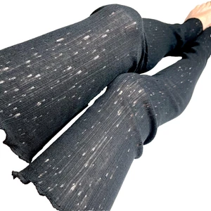 Mummy Leg Warmers Black Cotton Thigh Highs Knee Socks Ripped Holes 100 Cotton OS - Picture 1 of 6