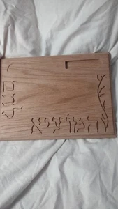 Shabbat Shalom Tavola Ebraica Challah Incisione Legno Ebraica 15” X 11,5” - Foto 1 di 2