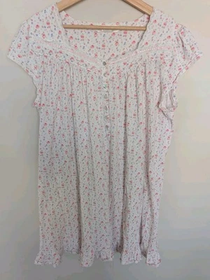 Eileen West Cap Sleeve Multi Floral 100% Cotton Cottagecore Nightgown Size XL - Image 1 of 4