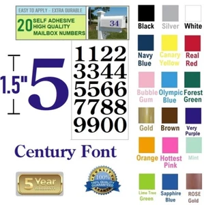 LOT Of 20, 1.5" High SELF ADHESIVE VINYL MAILBOX NUMBERS, DOOR,LOCKERS, CENTURY - Picture 1 of 9