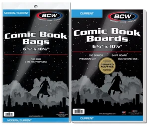 (Paquete de 25) Bolsas de cómics BCW (modernas/actuales) y tableros sin ácido - Archivo - Imagen 1 de 2