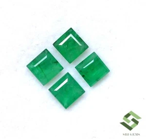 2.46 CTS Natural Emerald Square Cut 5 mm Lot 04 Pcs Untreated Loose Gemstones - Picture 1 of 7
