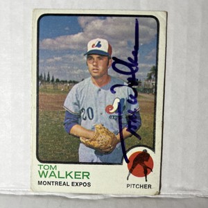 TOM WALKER 1973 TOPPS AUTOGRAPHED SIGNED AUTO BASEBALL CARD #41