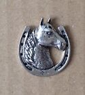 Horseshoe Silver Pewter Pin Badge - Great Detail And Quality
