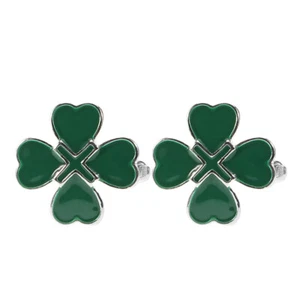 2pcs Green Four Leaf Cufflinks For Men Irish Shamrock Cuff Jewelry Good - Picture 1 of 12