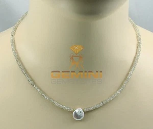 Facettierte Zirkon Kette sandfarben mit Perle Halskette für Damen 46 cm - Picture 1 of 2