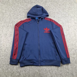 Adidas Hoodie Mens Medium Blue Red Jumper Jacket Hoody Firebird Trefoil Retro - Picture 1 of 12