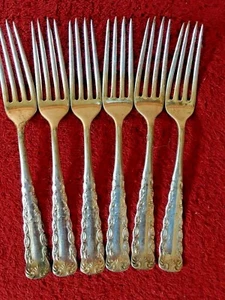 vintage 1835 r wallace sterling silverplate? dinner forks set of 6 - Picture 1 of 5